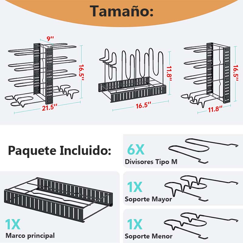 ORGANIZADOR DE OLLAS, SARTENES Y TAPAS